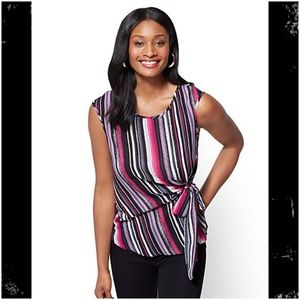 Pink and Purple Side-Tie Blouse